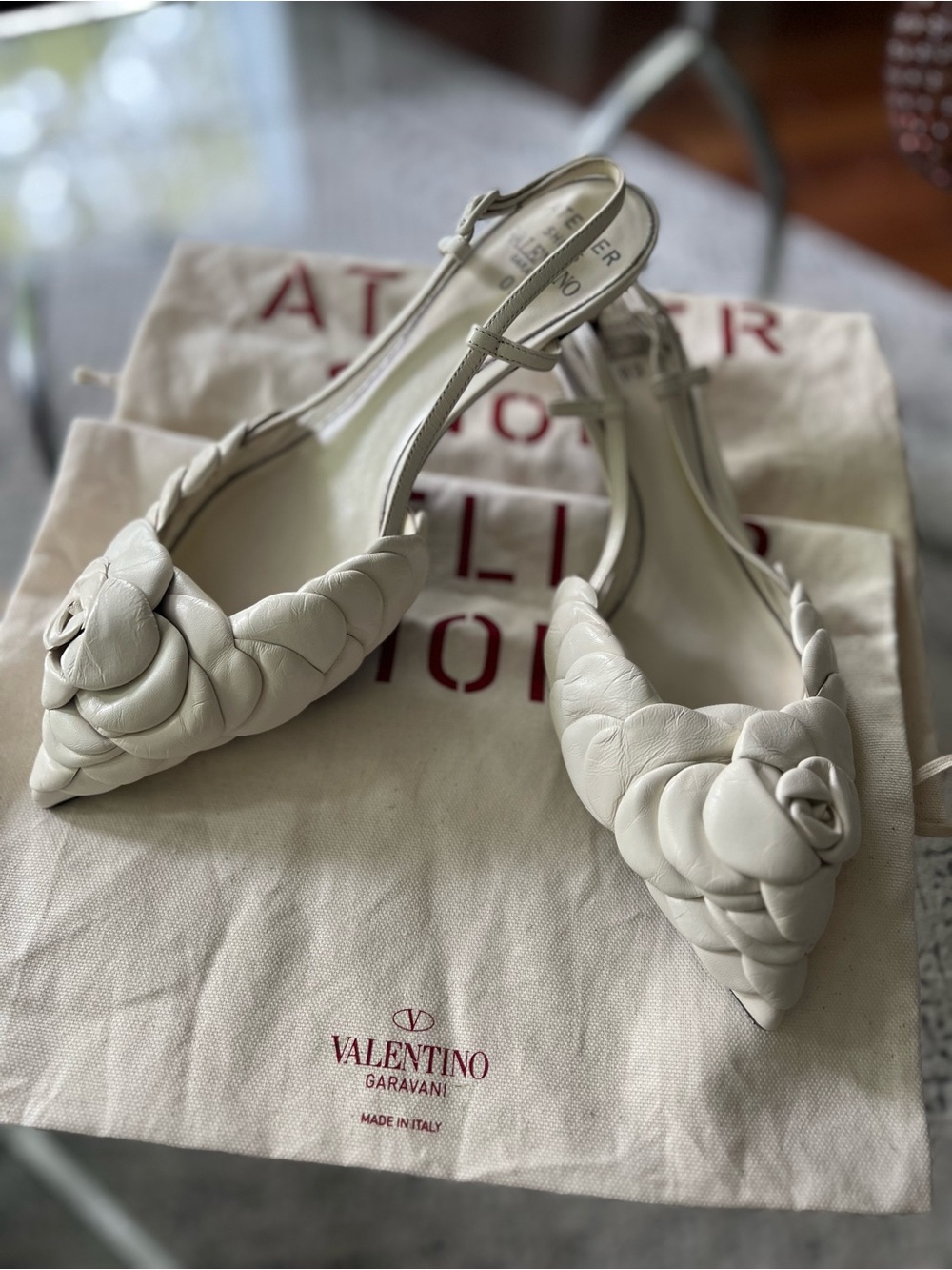 Valentino Garavani Atelier 03 rose edition slingback pump low heel size 37